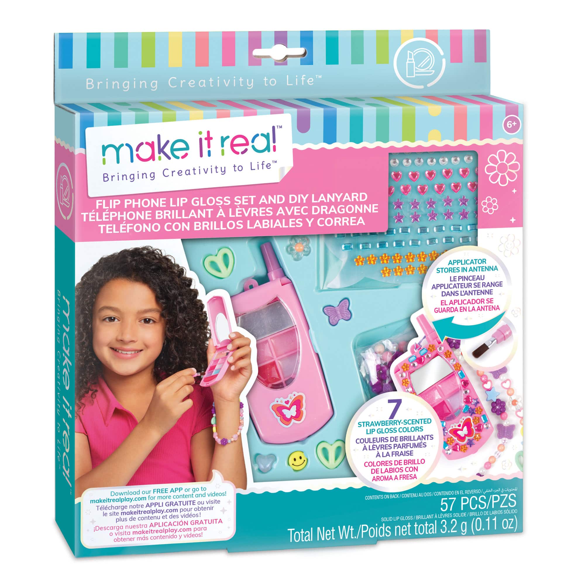 Make It Real™ Flip Phone Lip Gloss Set & DIY Lanyard